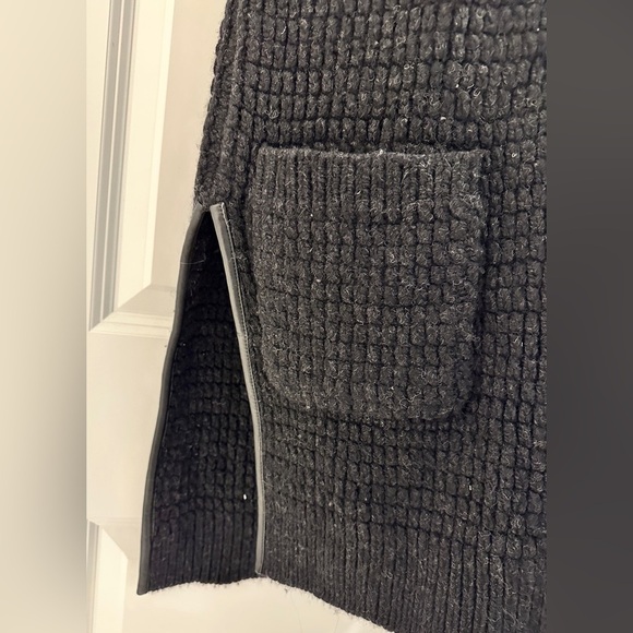 Club Monaco x M. Patmos 100% Merino Wool‎ Black Long Vest Leather Trim Pockets - Picture 7 of 13